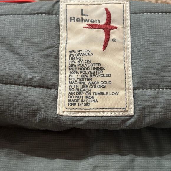 Relwen Men's Channel Anorak Light Stone Pullover Hooded Puffer Jacket Size Large - Picture 2 of 9